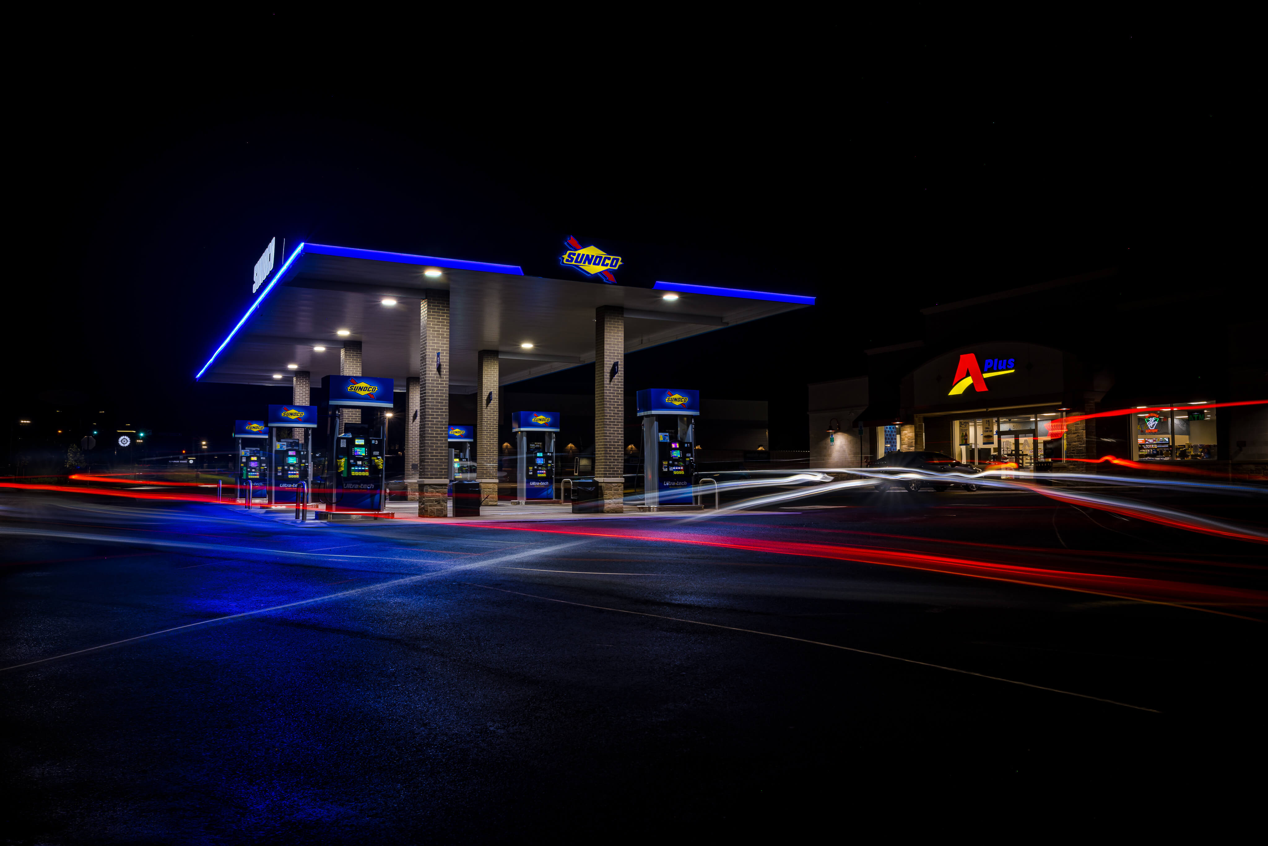 Sunoco Gas Station at night